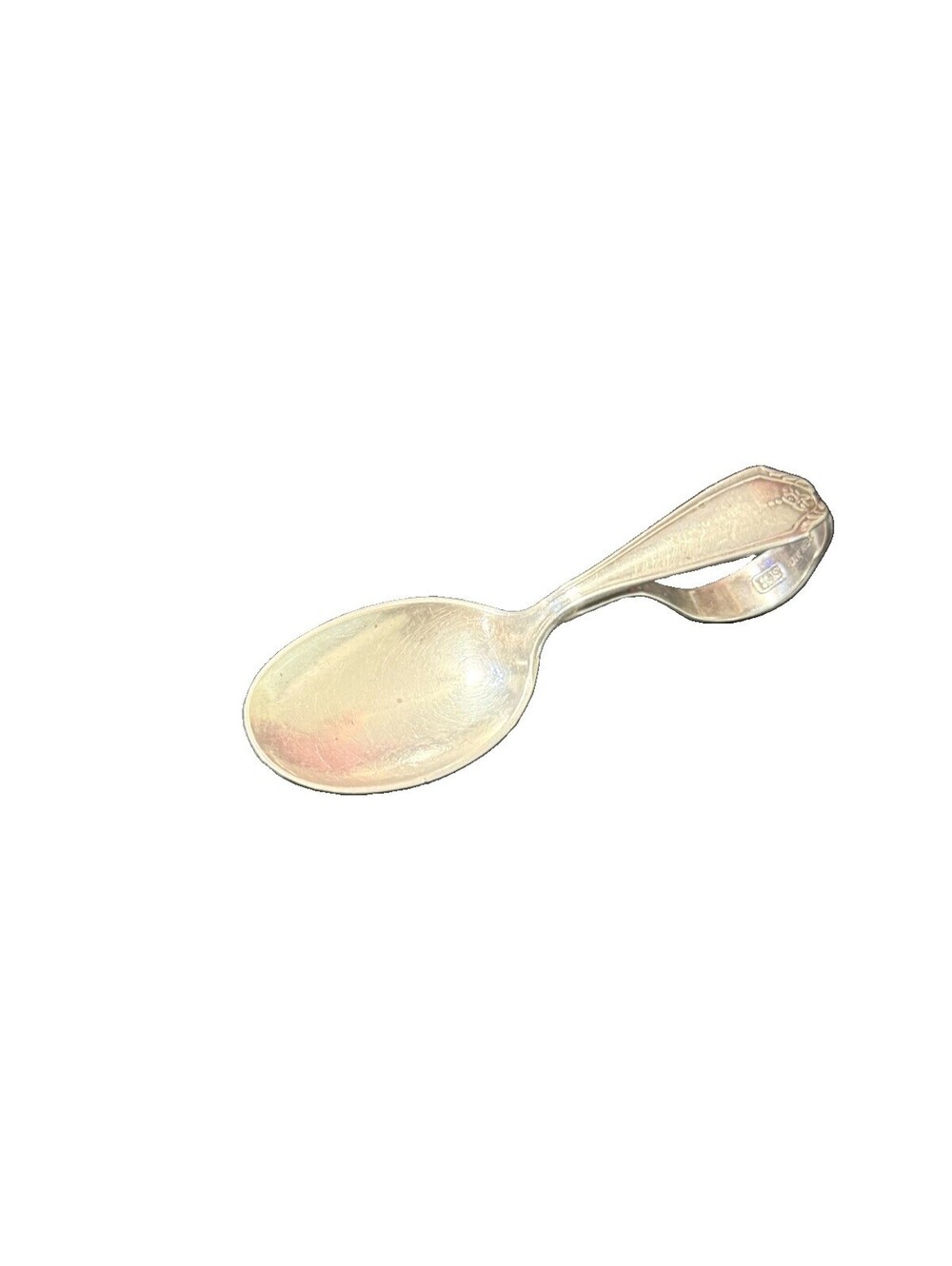 Silverman Brothers Sterling Silver Curved Baby Feeding Spoon Vintage 19g Signed